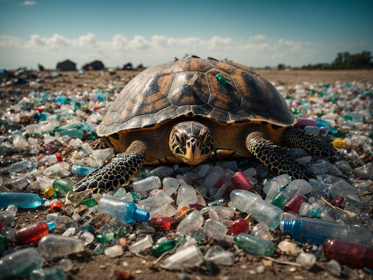 Turtle on plastic