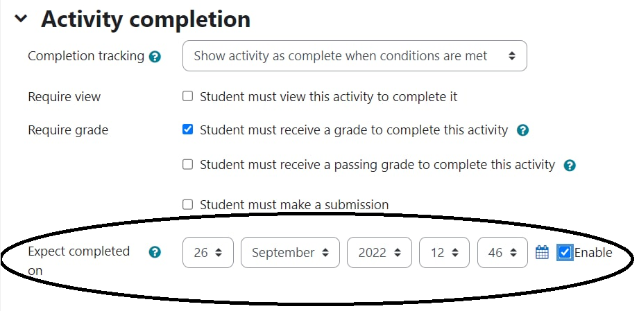 Einstellung für Deadline eines Moduls